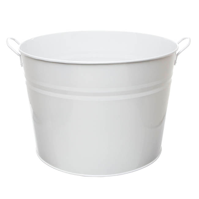 Metal Drinks Tub Round Large White (41x30x30cmH)