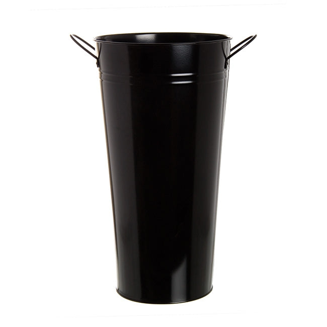 Tin Conical Display Vase with side Handle Black (22x41cmH)