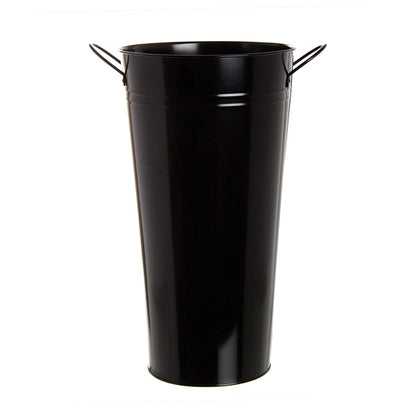 Tin Conical Display Vase with side Handle Black (22x41cmH)