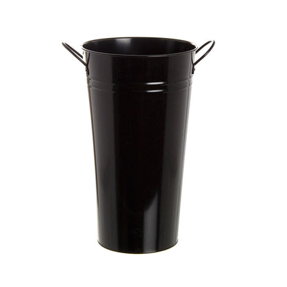 Tin Conical Display Vase with side Handle Black (18x30cmH)