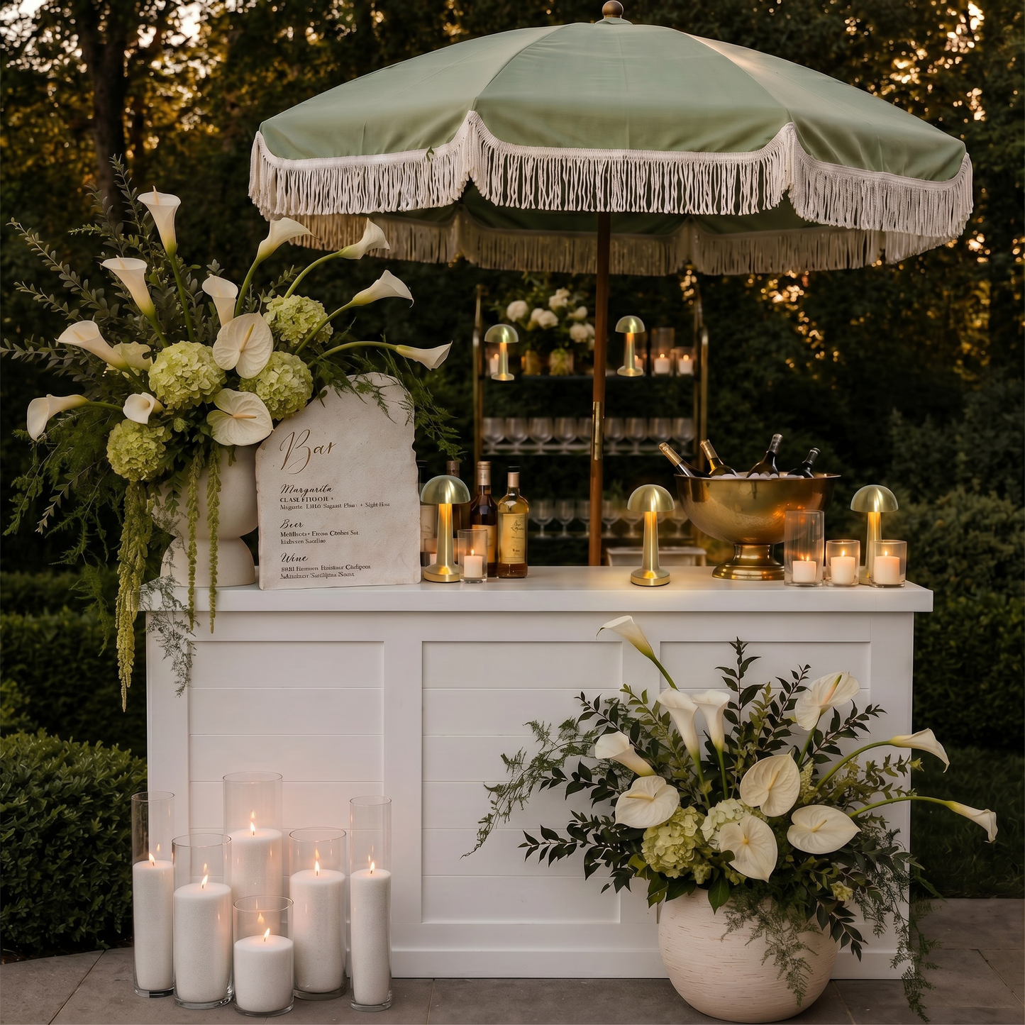 Garden Party Wedding Bar Tablescape