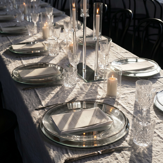 Modern Mirror & Crystal Tablescape