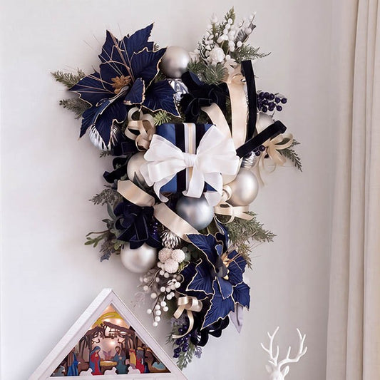 Navy & White Christmas Swag