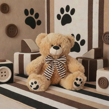Teddy Bear Wilson w Striped Bow Brown (30cmST)