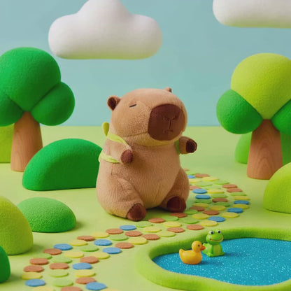 Capybara Sam w Turtle Backpack Plush Soft Toy Brown (30cmST)