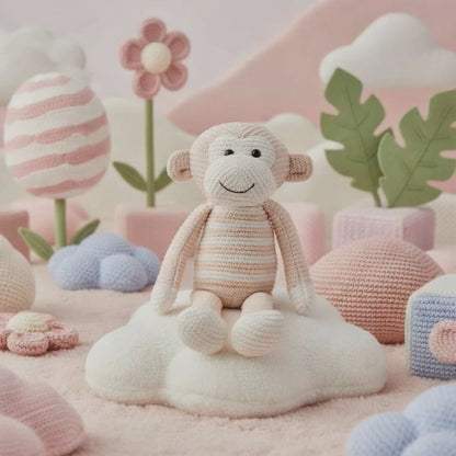 Monkey Louie Plush Soft Toy Baby Pink (40cmHT)