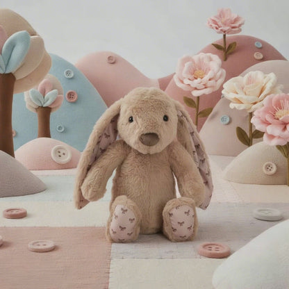 Petals Bunny w Bow Pattern Eco Plush Brown (30cm.ST)