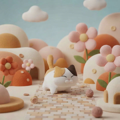 Happy Cat Plush Puff Soft Toy Brown (22cmHT)