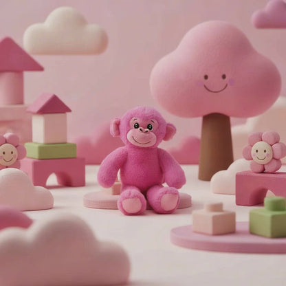 Monkey Sammy Plush Soft Toy Hot Pink (20cmST)