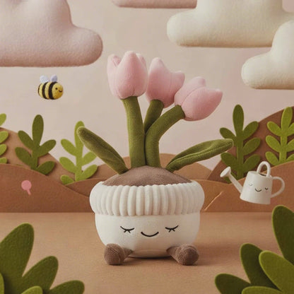 Plush Potted Tulips Soft Toy Soft Pink (25cmHT)