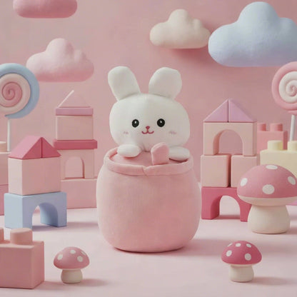 Tumbler Bunny Plush Puff Soft Toy Pink (25cmHT)