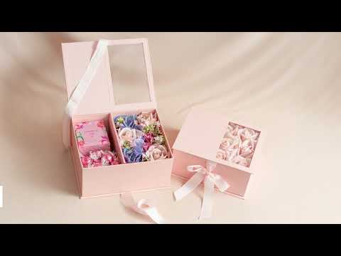 Discover our Luxe Pink Ribbon Window Hamper Gift Boxes