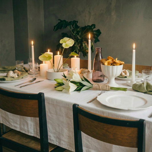 White & Green Organic Tablescape