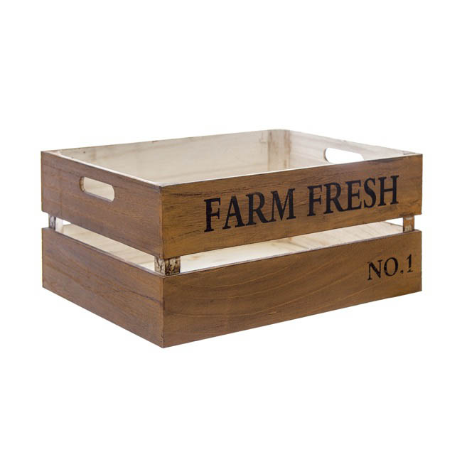 Wooden Crate Farm Fresh Set 3 Rustic Brown (41x31x19cmH)