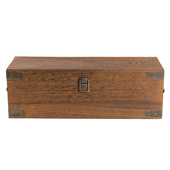 Wooden Single Wine Box Anqitue Brown 36x12x12cmh