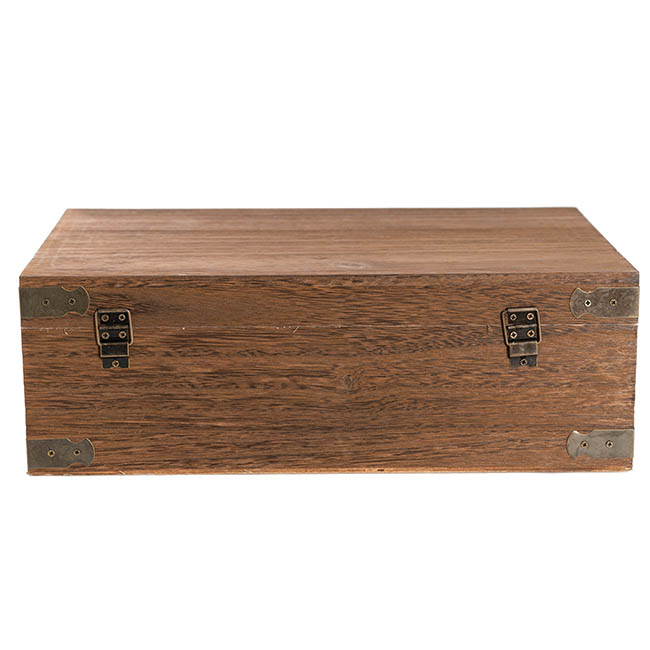 Wooden Double Wine Box Antique Brown 36x32x12cmh