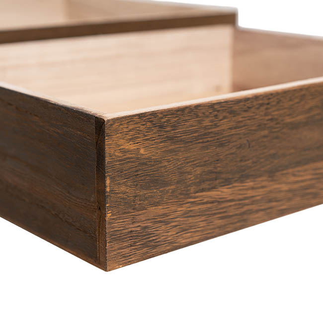 Wooden Hamper Tray Brown 43x34x10cmH Set 2