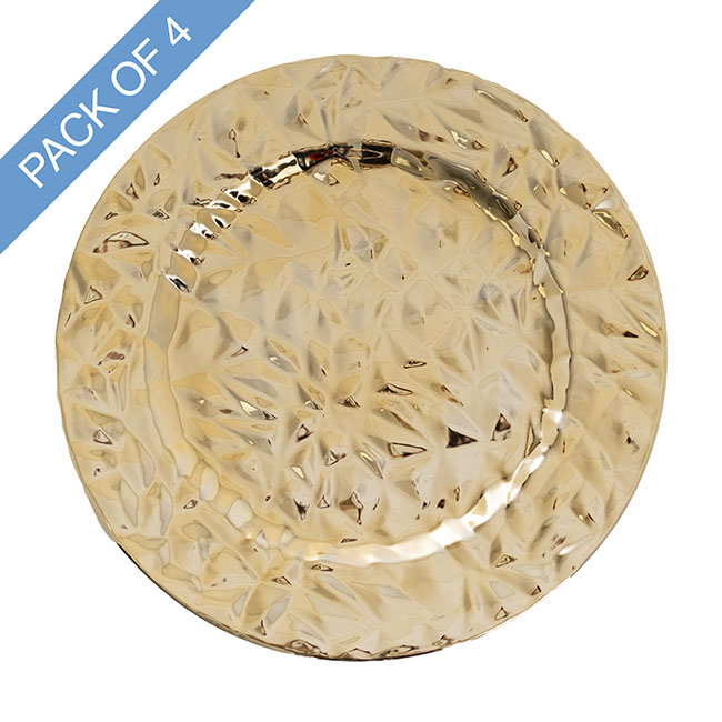 Modern Style Charger Plate Pack 4 Gold (33cmD)