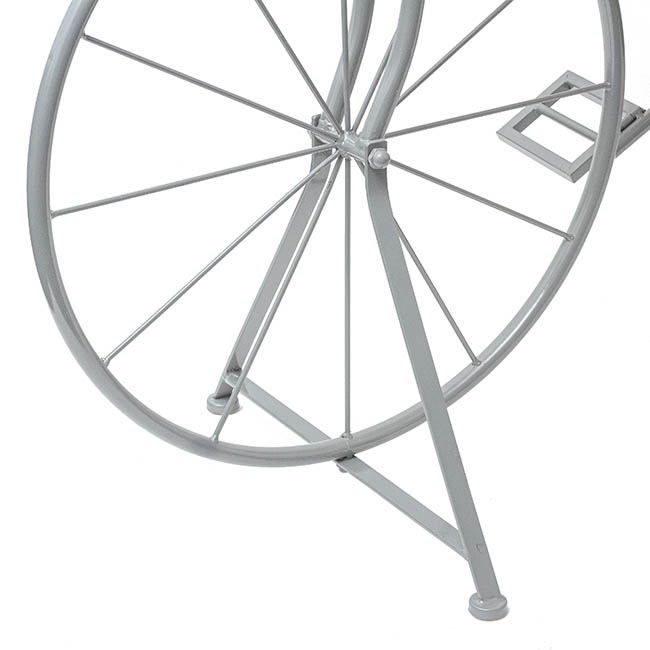 Bicycle Display Bench Metal Pine Top Grey (153x51x109cmH)
