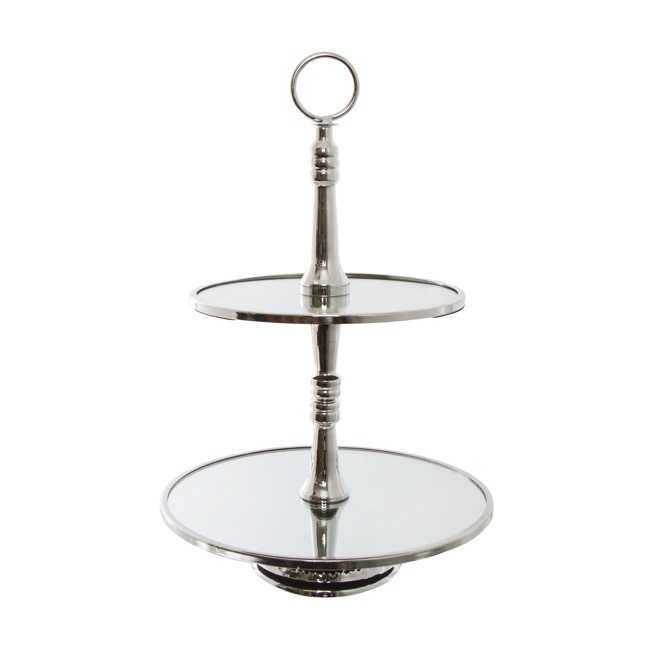 Annabelle Cake Stand 2 Tiers Silver (25x40cmH)