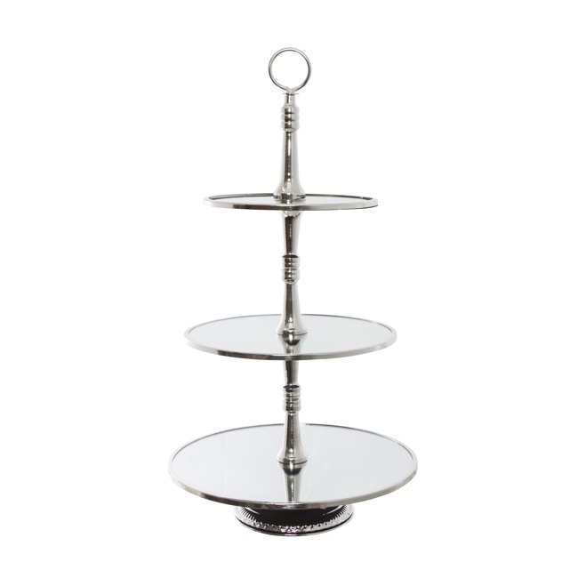 Annabelle Cake Stand 3 Tiers Silver (30x57cmH)