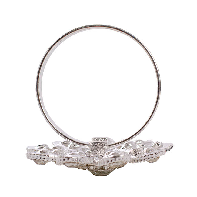 Diamante Flower Napkin Ring Silver (4cmD)