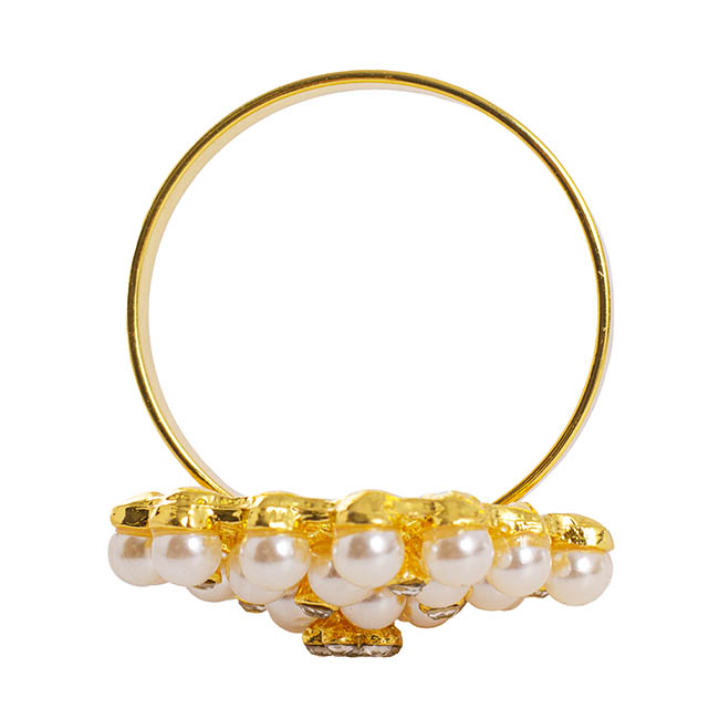 Pearl Flower Napkin Ring Gold (4cmD)