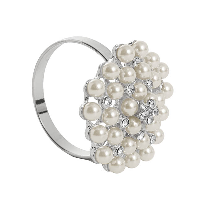 Pearl Flower Napkin Ring Silver (4cmD)