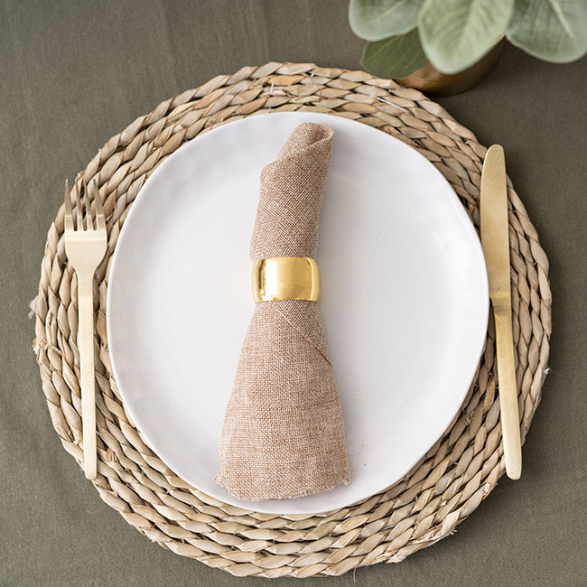 Metal Napkin Ring Pack 2 Solid Gold (4cmDx2.8cmH)