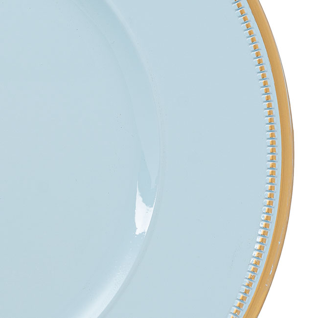 Round Charger Plate w Gold Edge Soft Blue Pack 4 (33cmD)