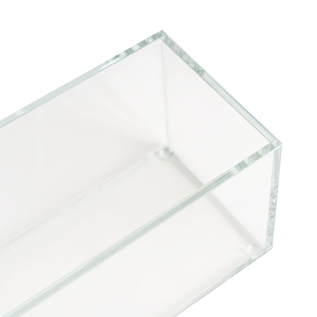 Crystal Glass Rectangle Low Rise Trough Clear (30.5x10cmH)