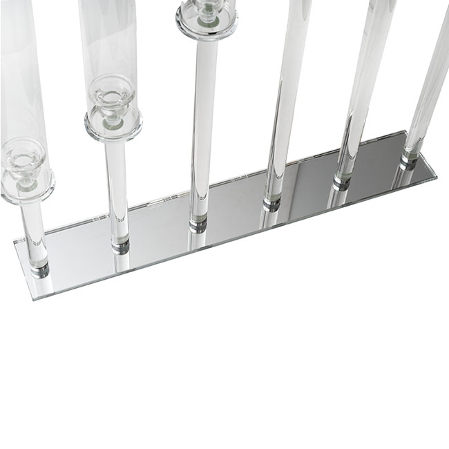 Crystal Glass 6 Head Linear Pillar Candelabra Clear (98cmH)