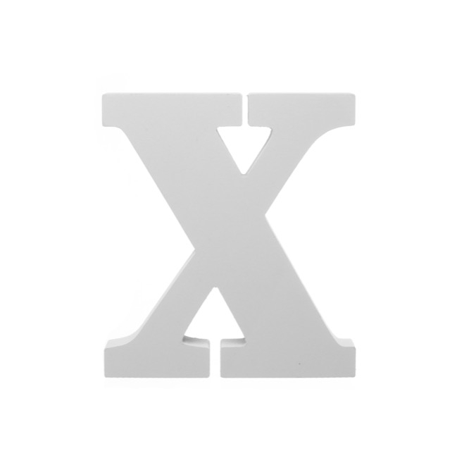 Single Wooden Letter X White (18cmH)