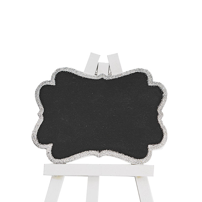 Mini Chalkboard Glitter Frame Silver Pack 2 (12.5x14.5cmH)
