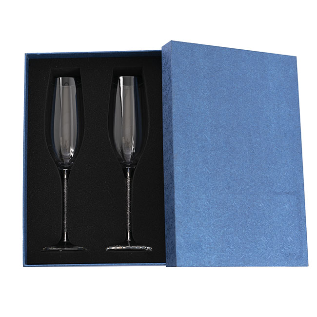 Champagne Glass w Crystals 2PC Set Silver (60Dx250mmH)