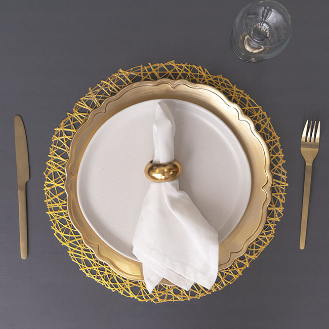 Wedding Table Placemat Set 2 Round Gold (38cmD)