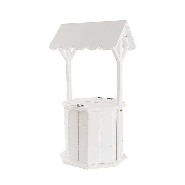 Wooden Cottage Wishing Well White (74cmH)