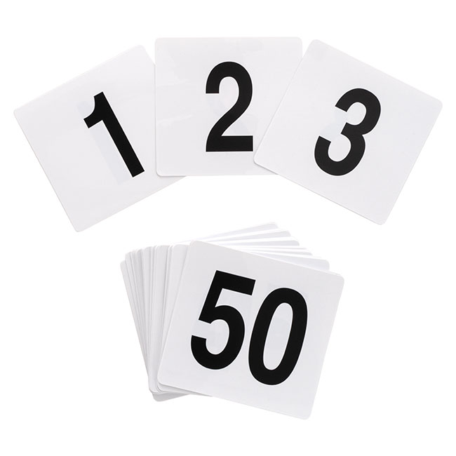 Table Numbers 1 to 50 White (95x100mmH)