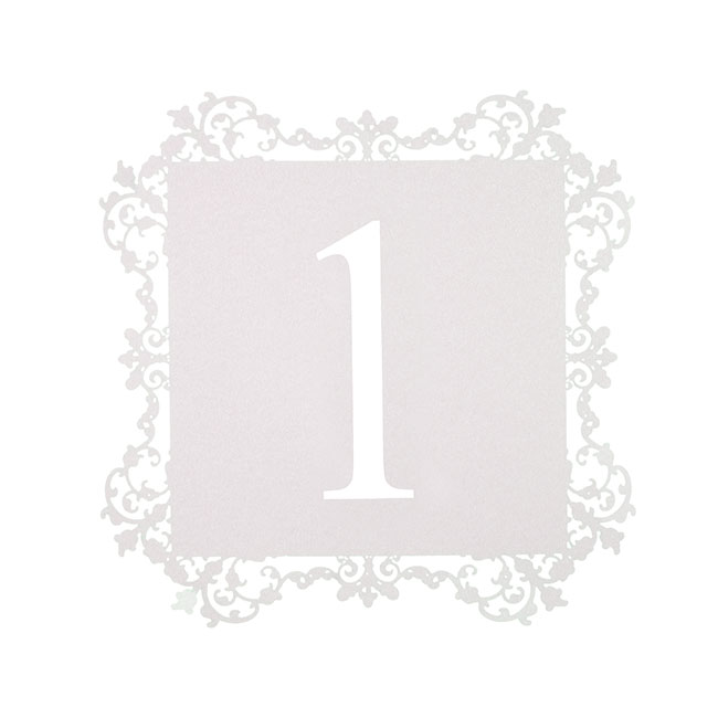 Table Numbers 1 to 50 Bordered White (10x10cmH)