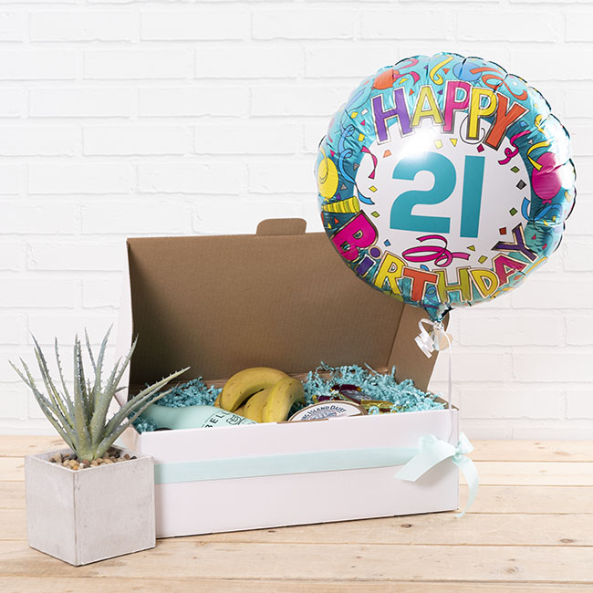 Foil Balloon 17 (42.5cm Dia) Happy 21st Birthday Confetti