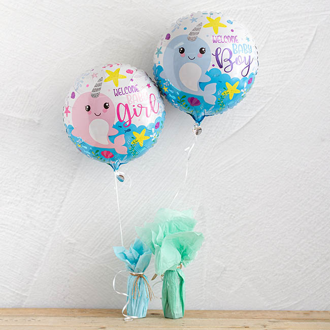 Foil Balloon 17 (42.5cm Dia) Welcome Baby Girl