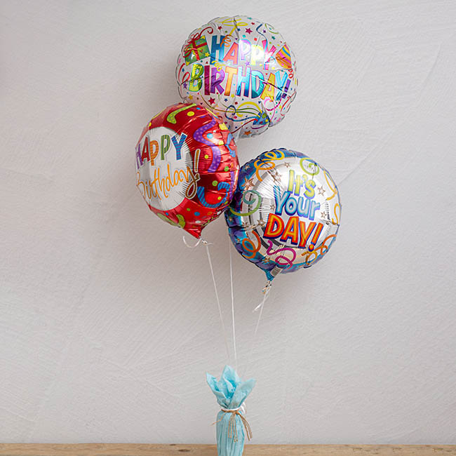 Foil Balloon 17(42.5cm Dia) Happy Bday Pattern Streamers