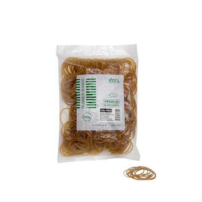 Rubber Bands Natural Bag 100g Size 12 (42mmLx1.5mmW)