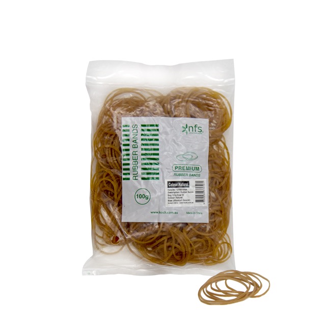 Rubber Bands Natural Bag 100g Size 16 (60mmLx1.5mmW)
