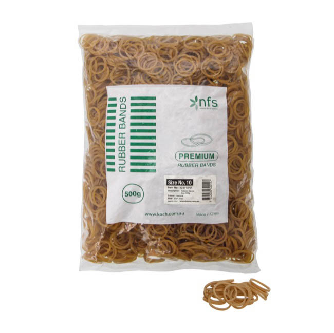 Rubber Bands Natural Bag 500g Size 10 (35mmLx1.5mmW)