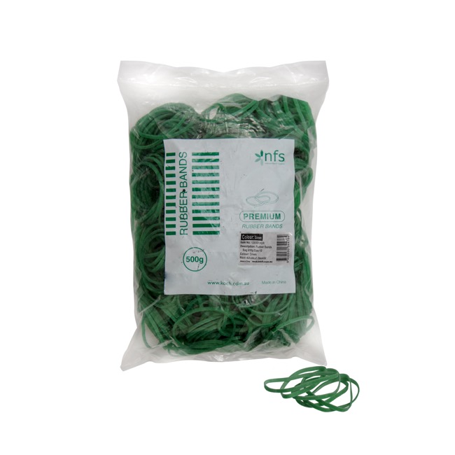 Rubber Bands Green Bag 500g Size 12 (42mmLx1.5mmW)