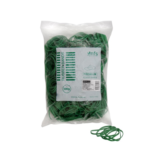 Rubber Bands Green Bag 500g Size 16 (60mmLx1.5mmW)