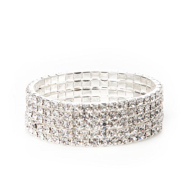Corsage Wrist Bracelet Diamante x 5 Strand Clear