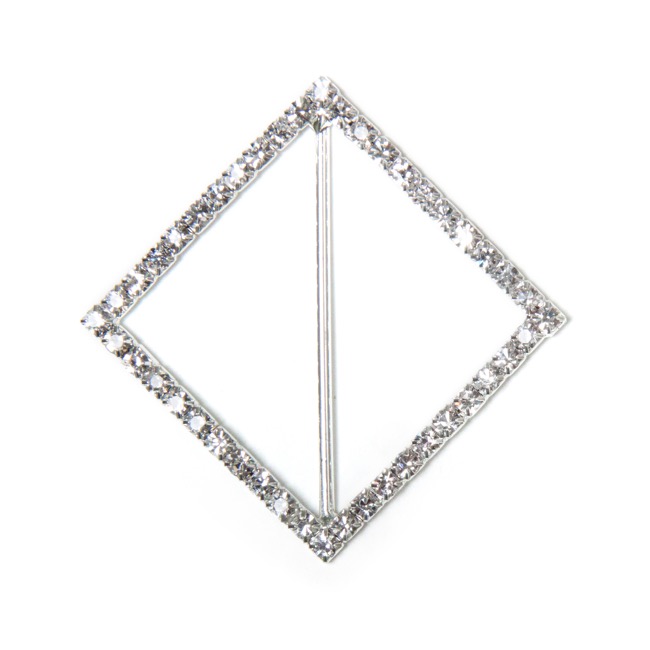 Corsage Buckle Diamante Diamond Silver (45mm) Pack 12