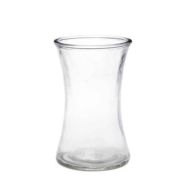 Glass Country Vase Concaved Sided Clear (12.5Dx20cmH)